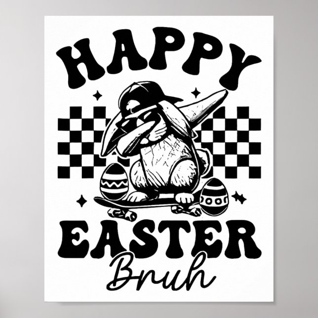 Affiche Dabbing Bunny Pâques Bruh Joyeux Pâques Bruh (Devant)