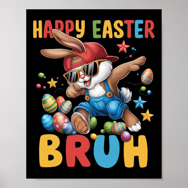Affiche Dabbing Bunny Pâques Bruh mème drôle Dire Ados (Devant)
