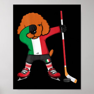 Affiche Dabbing Caniche Chien Italie Fans de Hockey sur Gl