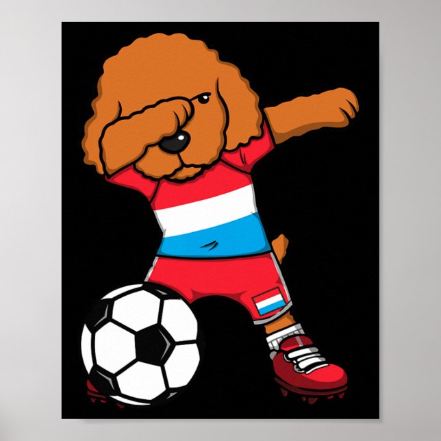 Affiche Dabbing Caniche Chien Luxembourg Maillot Fans de F (Devant)