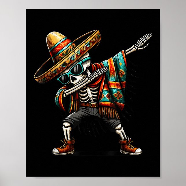Affiche Dabbing Dabbing Mexicaine Squelette Poncho Cinco D (Devant)