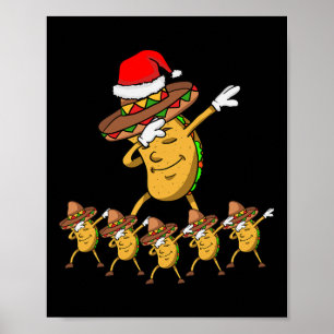 Affiche Dabbing Fête Noël Taco Funny Dab Cadeau