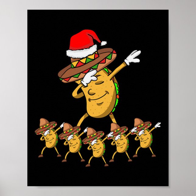 Affiche Dabbing Fête Noël Taco Funny Dab Cadeau (Devant)