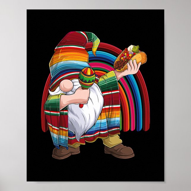 Affiche Dabbing Gnome Cinco De Mayo Fiesta Rainbow Taco (Devant)