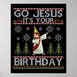 Affiche Dabbing Go Jesus C'est ton anniversaire Joyeux Noë