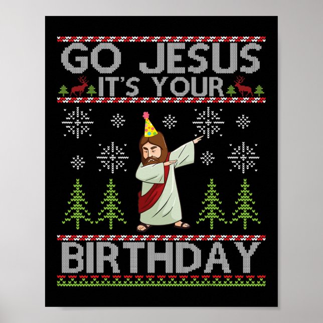Affiche Dabbing Go Jesus C'est ton anniversaire Joyeux Noë (Devant)