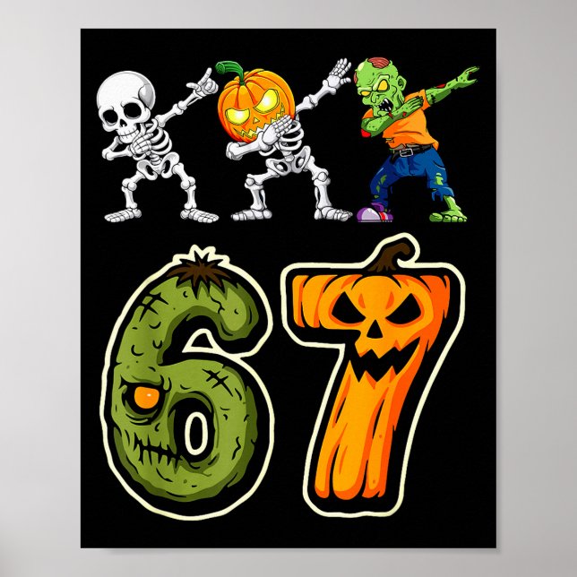 Affiche Dabbing Halloween Boys Six Seven 67 Meme Funny Kid (Devant)