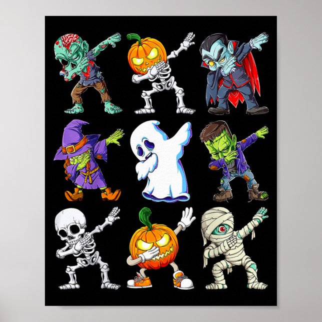 Affiche Dabbing Halloween Boys Skeleton Zombie Y Pumpkin M (Devant)