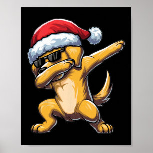 Affiche Dabbing Labrador Retriever Santa Hat Christmas Dab