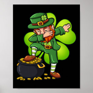 Affiche Dabbing Leprechaun Avec Clover St Patrick's Day