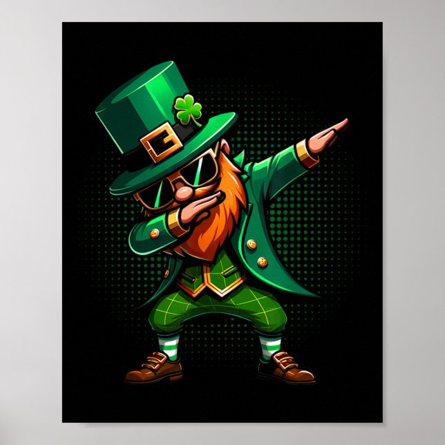 Affiche Dabbing Leprechaun Dons Drôle Hommes Enfants Garço (Devant)