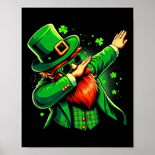 Affiche Dabbing Leprechaun Garçons Filles Enfants St Paddy (Devant)