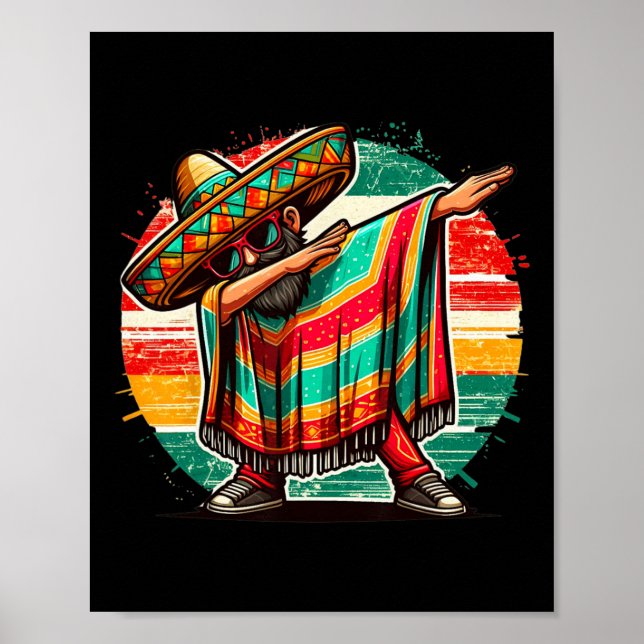 Affiche Dabbing Mexicain Poncho Cinco De Mayo Garçons Homm (Devant)