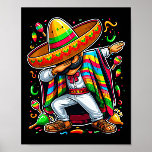 Affiche Dabbing Mexican Poncho Cinco De Mayo