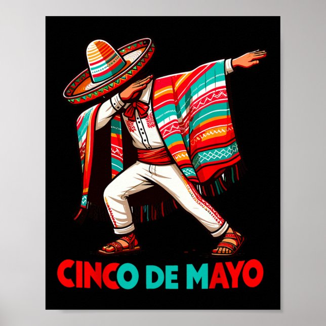 Affiche Dabbing Mexican Poncho Cinco De Mayo Fiesta  (Devant)