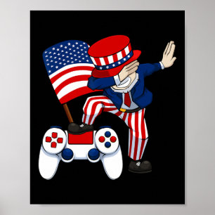 Affiche Dabbing Patriotic Gamer 4 juillet jeu vidéo Con