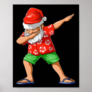 Affiche Dabbing Père Noël Noël En Juillet Parti Hawaiian S