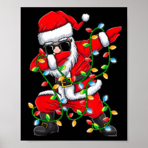 Affiche Dabbing Père Noël Xmas Lumières Filles Garçons Enf
