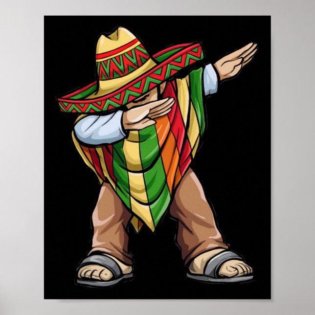 Affiche Dabbing Poncho Cinco De Mayo Festival Mexicain Som (Devant)