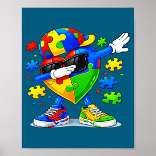 Affiche Dabbing puzzle sensibilisation à l'autisme drôle 