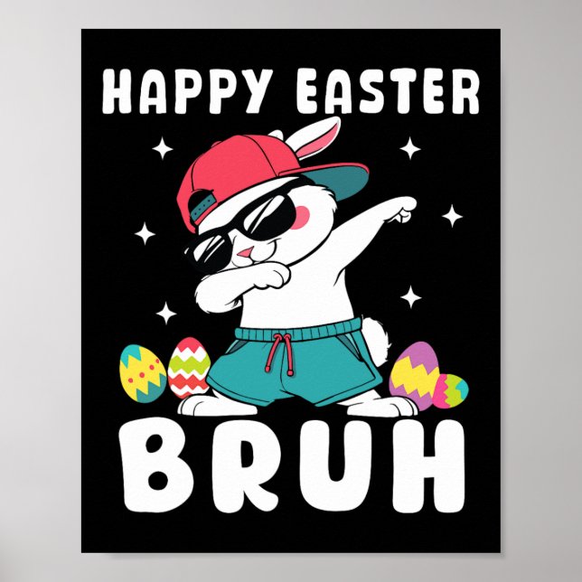 Affiche Dabbing Rabbit Jour de Pâques Oeufs Dab Garçons Fi (Devant)