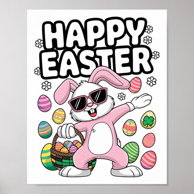 Affiche Dabbing Rabbit Jour de Pâques Oeufs Dab Garçons Fi (Devant)