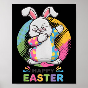 Affiche Dabbing Rabbit Joyeux oeufs de lapin de Pâques Dab