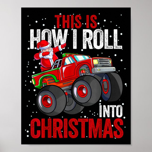 Affiche Dabbing Santa Claus Monster Truck Boys Christmas X (Devant)