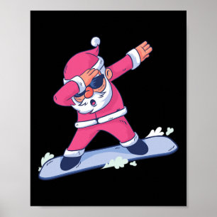 Affiche Dabbing Santa Claus Snowboard Cadeau pour garçons