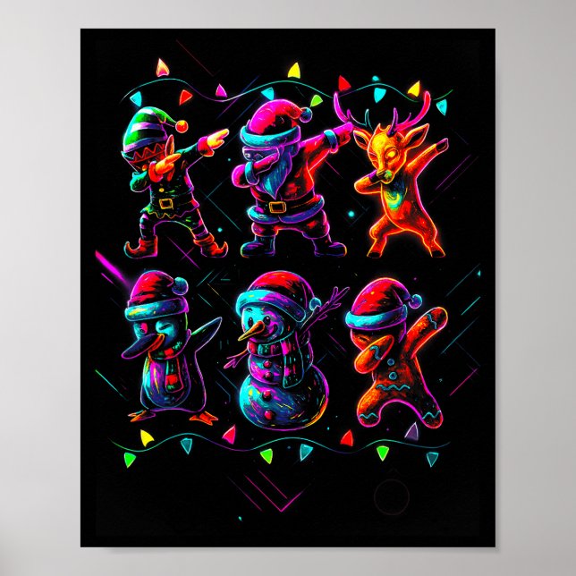 Affiche Dabbing Santa Elf Friends Christmas Boys Girls Men (Devant)