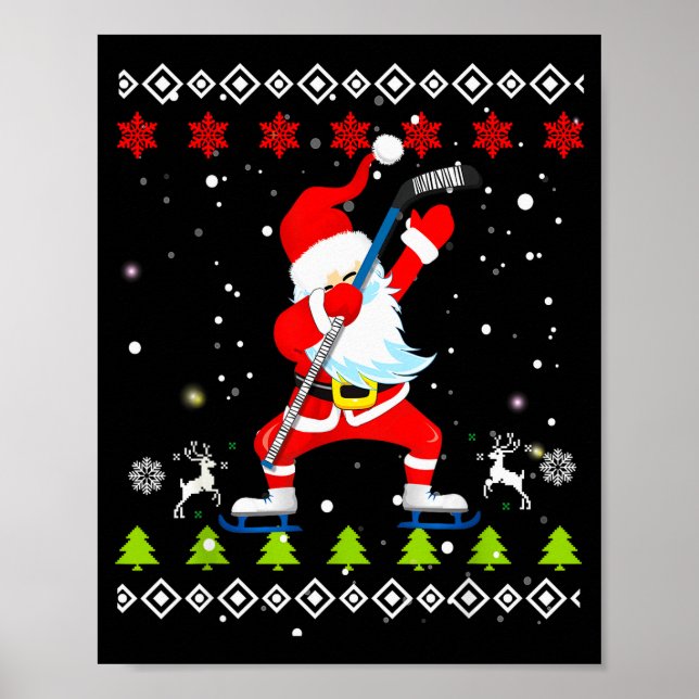Affiche Dabbing Santa Hockey Ugly Christmas Sweater Xmas  (Devant)