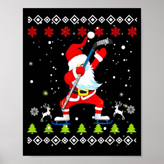 Affiche Dabbing Santa Hockey Ugly Christmas Sweater Xmas  (Devant)