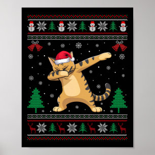 Affiche Dabbing Savannah Chat Santa Hat Garçons Filles Enf
