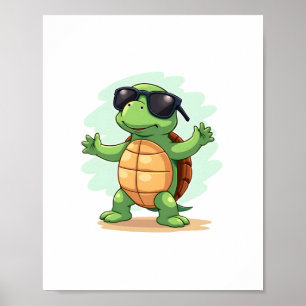 Affiche Dabbing Sea Turtle Amoureux des animaux Sauvez Les