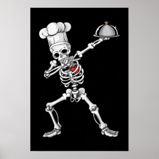 Affiche Dabbing Skeleton Chef Déjeuner Lady Halloween