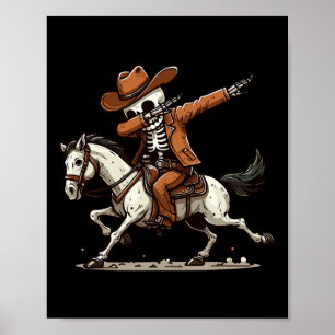 Affiche Dabbing Skeleton Cowboy Costume d'Halloween Enfant
