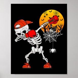 Affiche Dabbing Skeleton Jouer en boîte Joueur d'Halloween
