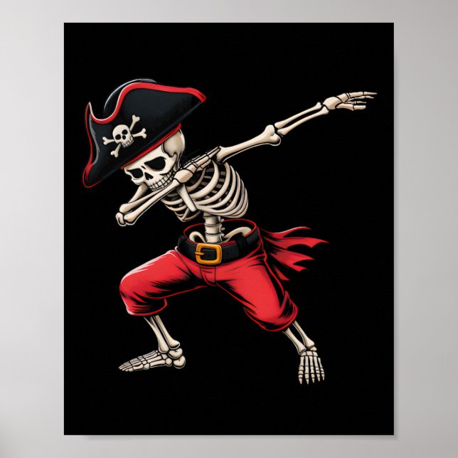 Affiche Dabbing Skeleton Pirate Boys Enfants Drôle Hallowe (Devant)