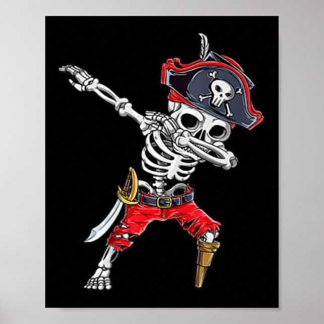 Affiche Dabbing Skeleton Pirate drôle Halloween enfants Jo (Devant)