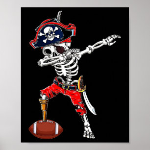 Affiche Dabbing Skeleton Pirate Et Football Ll Halloween C