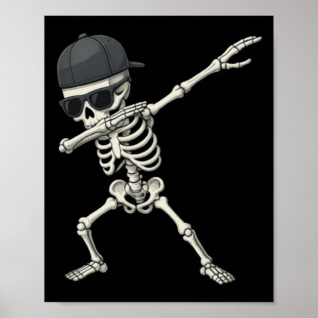 Affiche Dabbing Skeleton Pirate Halloween Jolly roger pour (Devant)