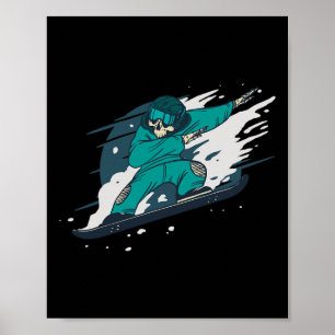 Affiche Dabbing Skeleton Snowboard Snowboard Snowboardin