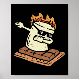 Affiche Dabbing Smore Marshmallow Mignon Danse Dab Camping