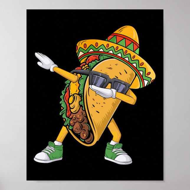 Affiche Dabbing Taco Cinco De Mayo Drôle Nourriture Mexica (Devant)