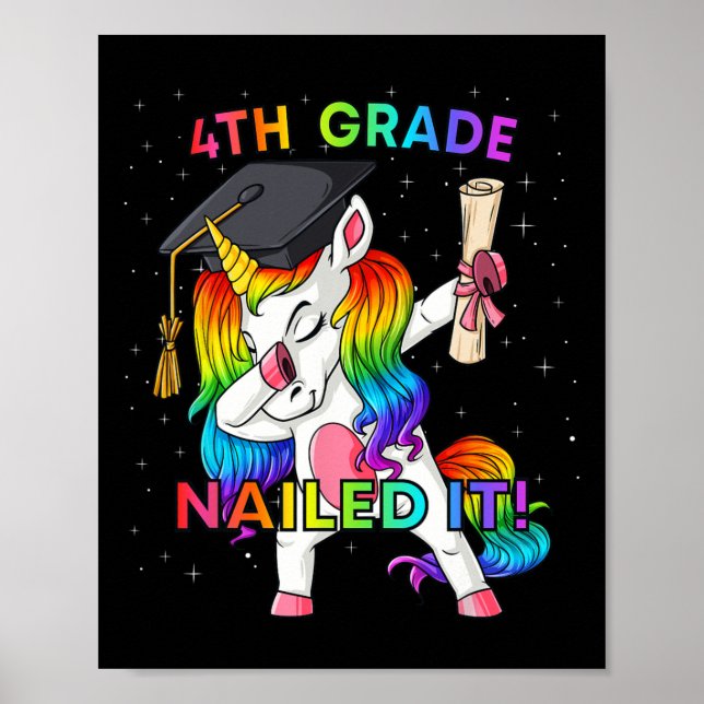 Affiche Dabbing Unicorn 4 juillet Girls Enfants Ados Ameri (Devant)
