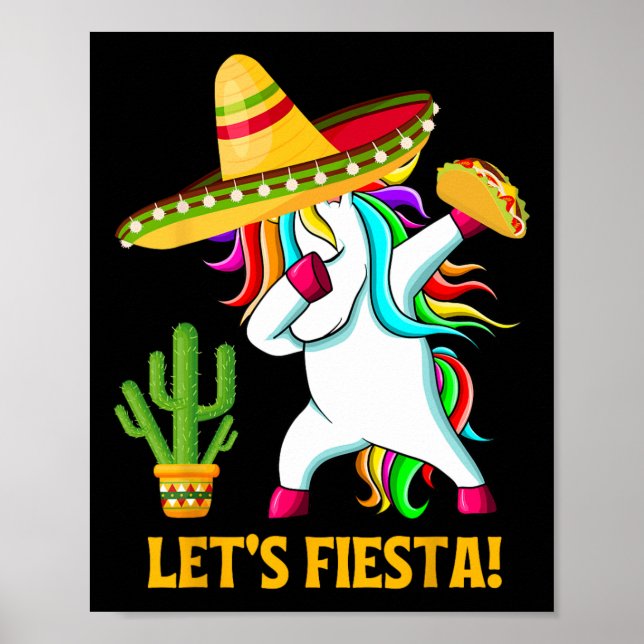 Affiche Dabbing Unicorn Funny Cinco De Mayo Filles Laisser (Devant)