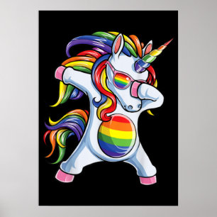 Affiche Dabbing Unicorn Gay pride LGBT Rainbow