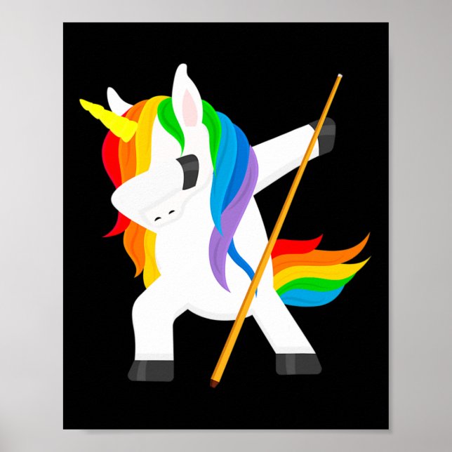 Affiche Dabbing Unicorn Jouer Billard Dab Dance drôle (Devant)