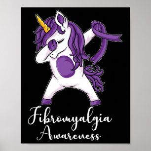 Affiche Dabbing Unicorn Purple Ribbon Fibromyalgie