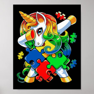 Affiche Dabbing Unicorn Puzzle Piece Autism Awareness Cute